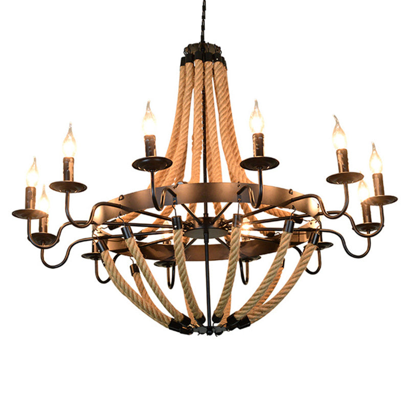 Candle Chandelier Light Fixture Industrial Metal Pendant Lighting for Restaurant