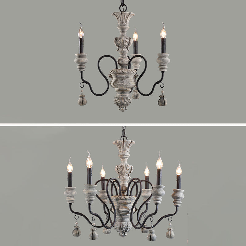 Candle Chandelier Light Fixture Traditional Resin Pendant Lighting for Restaurant