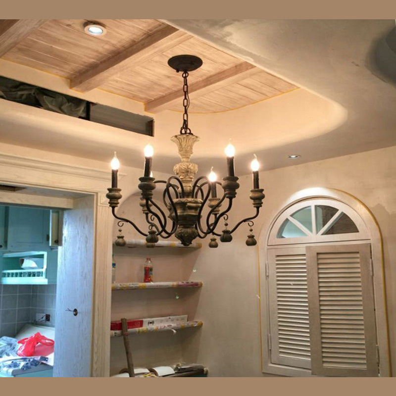 Candle Chandelier Light Fixture Traditional Resin Pendant Lighting for Restaurant