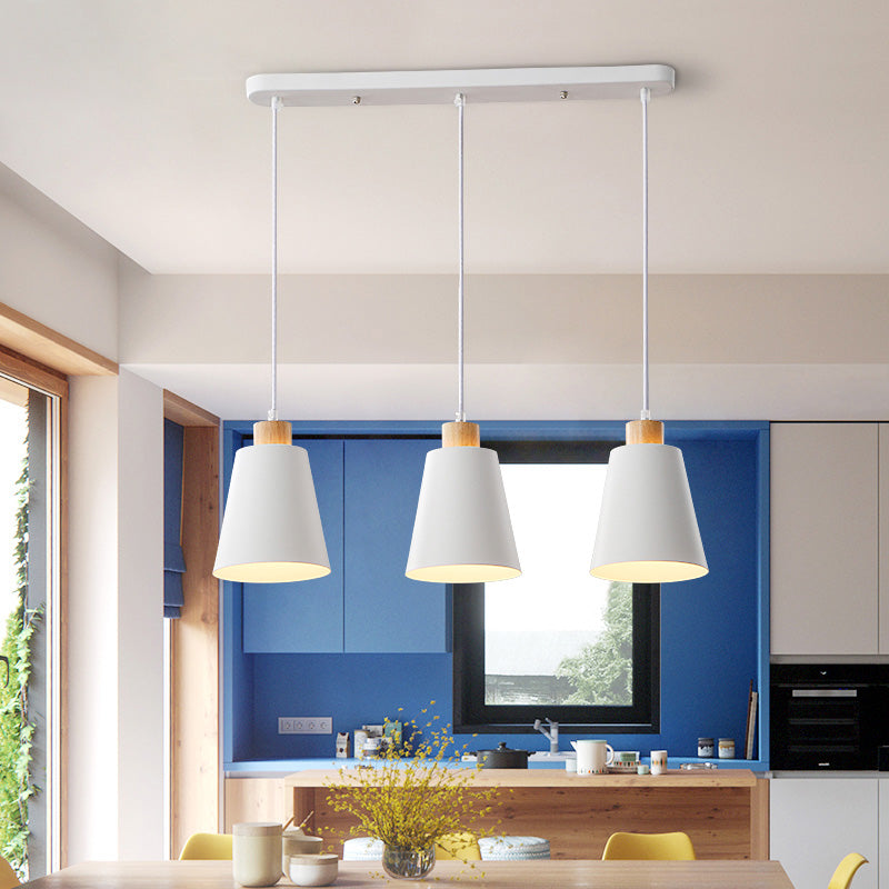 Conical Dinning Room Hanging Ceiling Light Wood Minimalist Style Hanging Lamp Kit