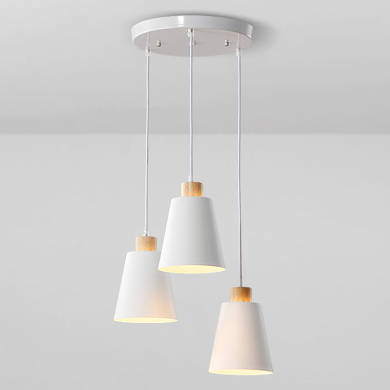 Conical Dinning Room Hanging Ceiling Light Wood Minimalist Style Hanging Lamp Kit