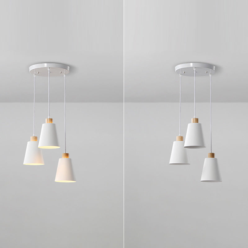 Conical Dinning Room Hanging Ceiling Light Wood Minimalist Style Hanging Lamp Kit