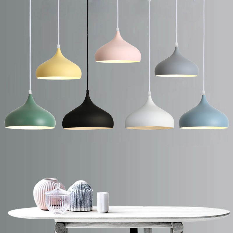 Contemporary Single Head Colorful Macron Metal Pendant Light for Study Room