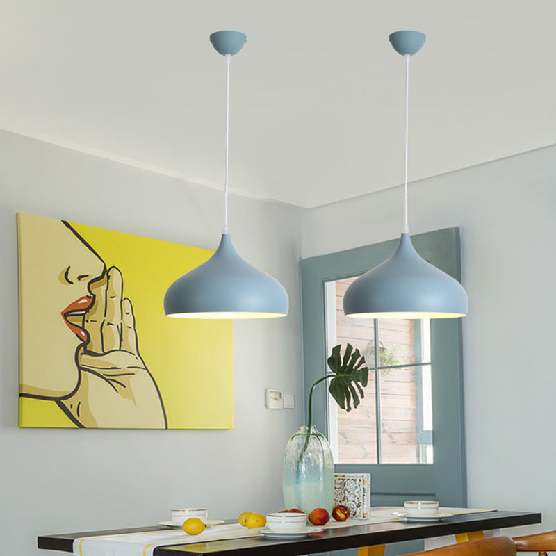 Contemporary Single Head Colorful Macron Metal Pendant Light for Study Room