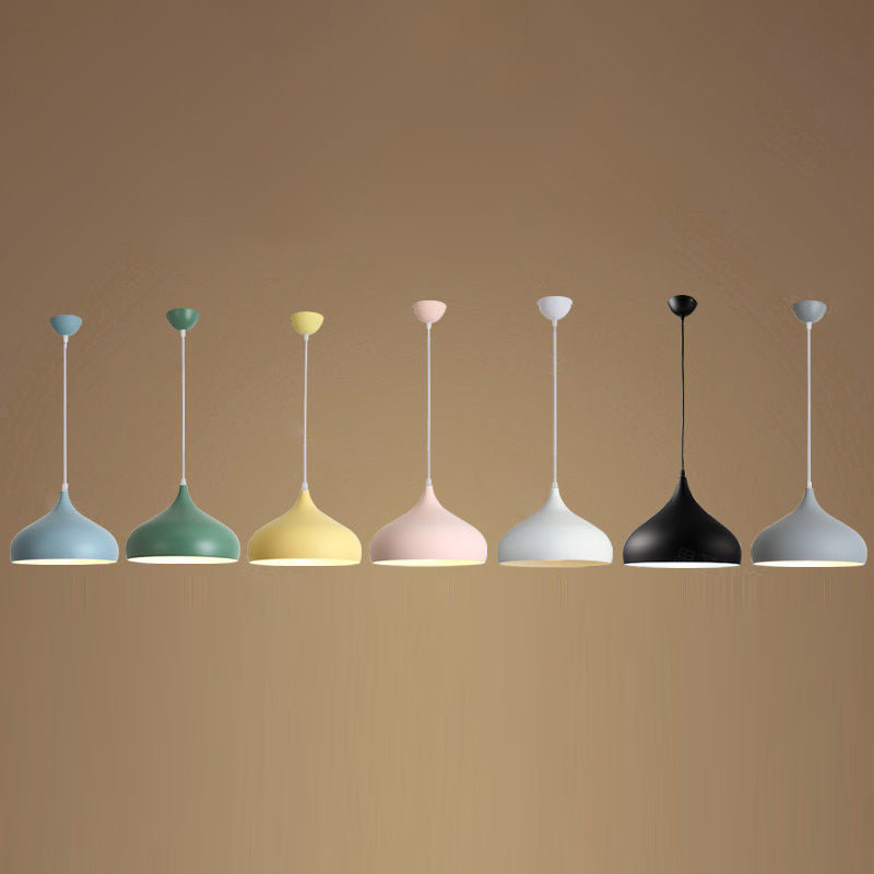 Contemporary Single Head Colorful Macron Metal Pendant Light for Study Room