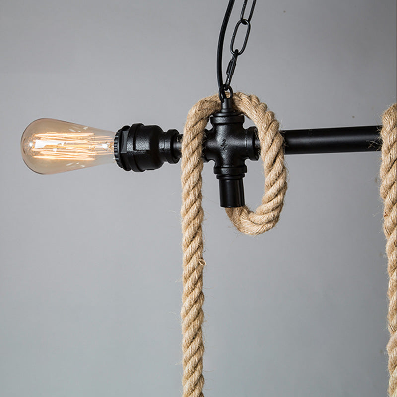 Birdcage Island Chandelier Lights Industrial Rope Chandelier Lighting Fixtures for Dining Table