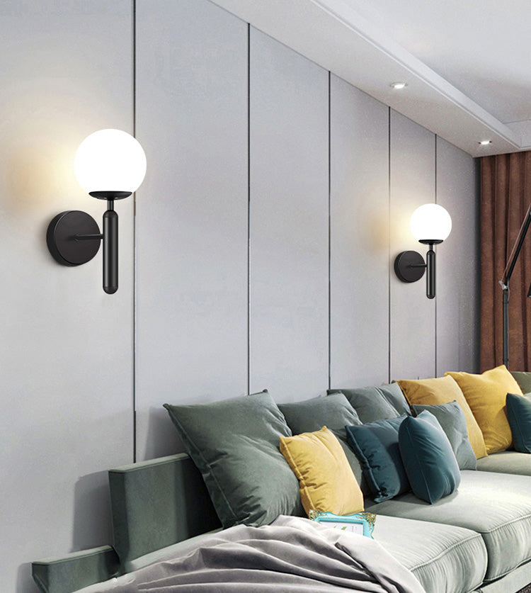 Ball Shaped Wall Sconce Lighting Minimalist Style Glass Wall Mount Light Fixture