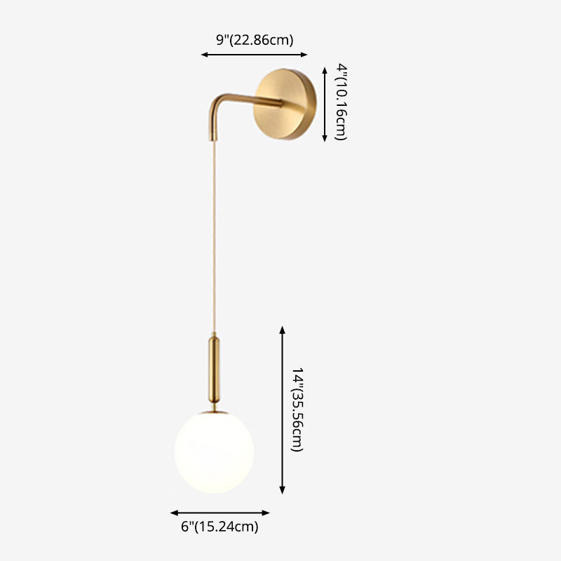 Glass Orb Wall Mounted Light Fixture Simplicity Style Wall Light Sconce for Bedroom
