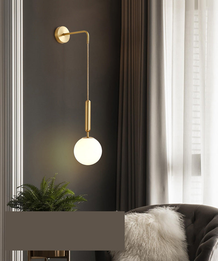 Glass Orb Wall Mounted Light Fixture Simplicity Style Wall Light Sconce for Bedroom