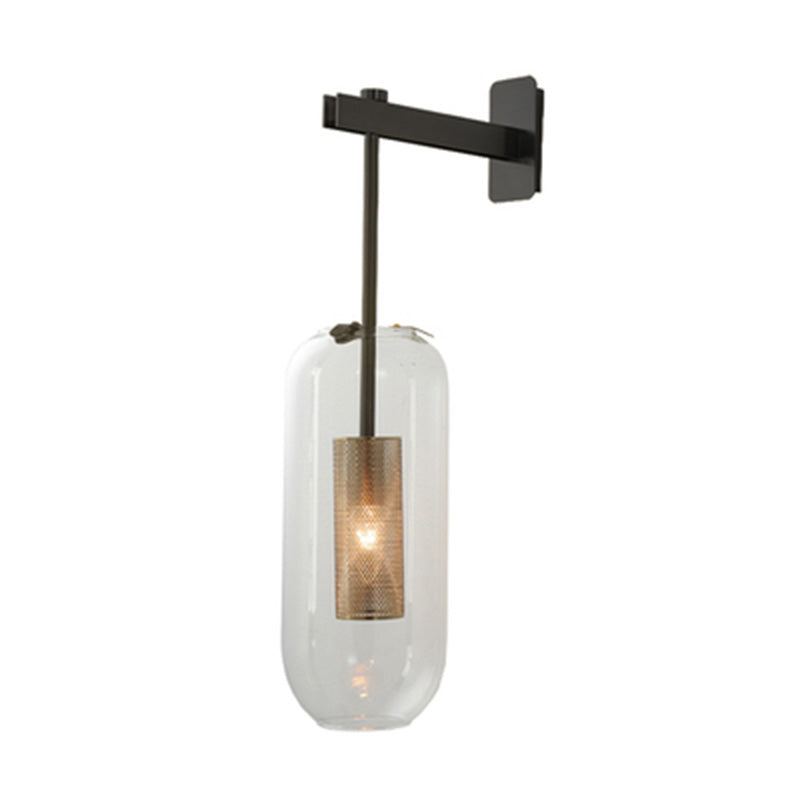 Shaded Living Room Wall Sconce Lighting Glass Minimalist Style Sconce Light Fixture