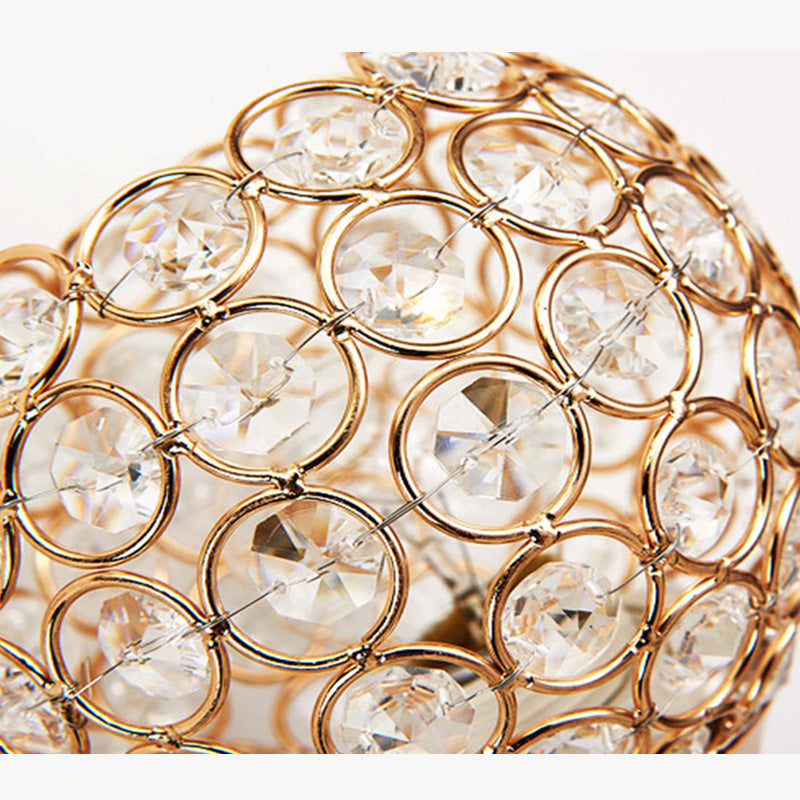 Gold Deer Head Wall Lamp Fixture Minimalist Metal Sconce Light with Ball Crystal Shade