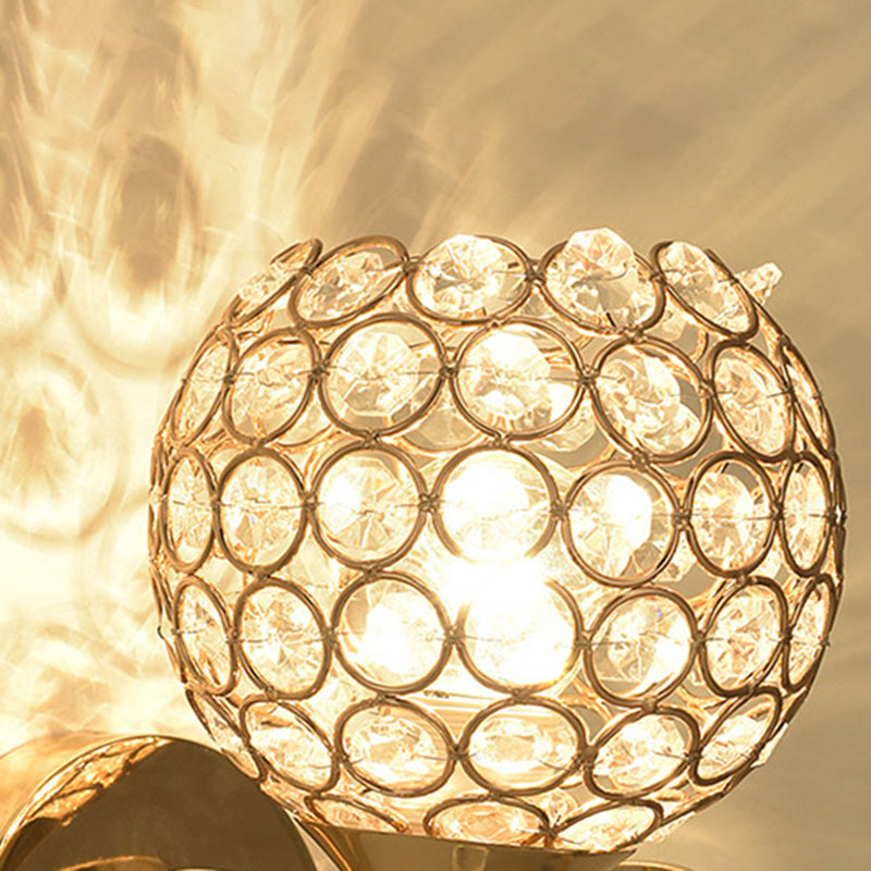 Globe Sconce Lamp Contemporary Crystal 2-Light Bedroom Wall Mount Light