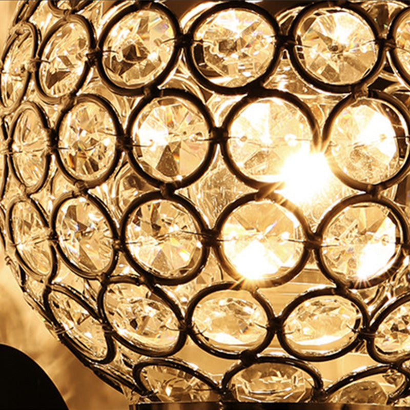 Silver Globe Wall Mounted Light Modern 2-Head Crystal Wall Sconce for Living Room