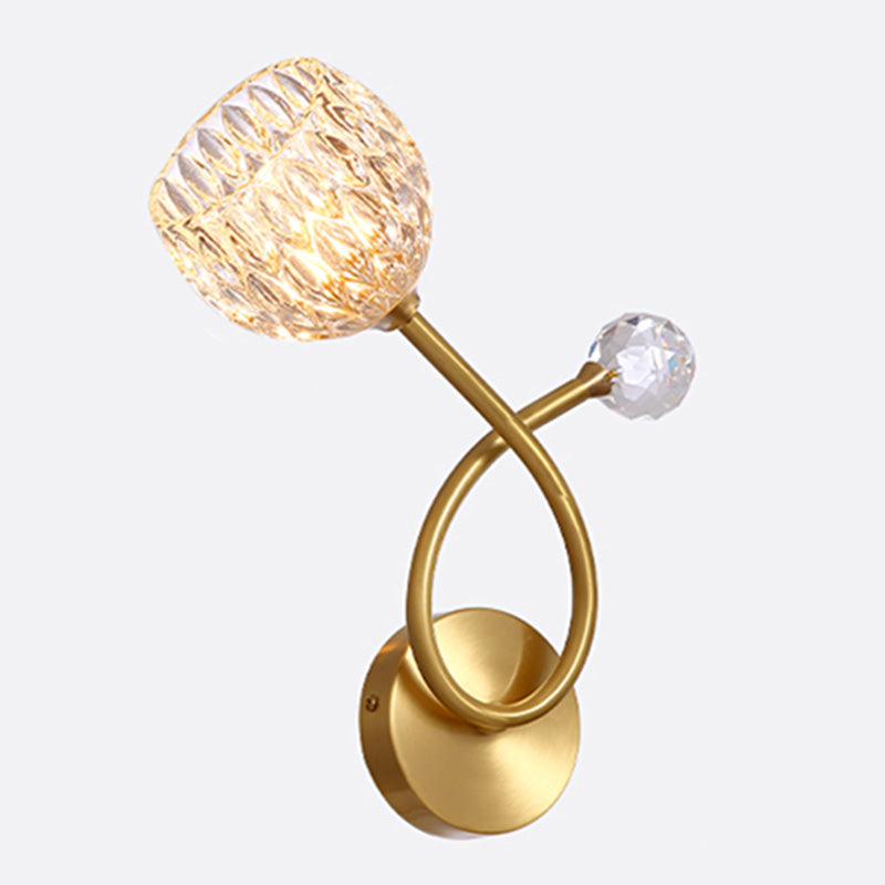 Brass Ball Shaped Wall Lighting Modern 1 Bulb Crystal Wall Mount Lamp for Bedroom