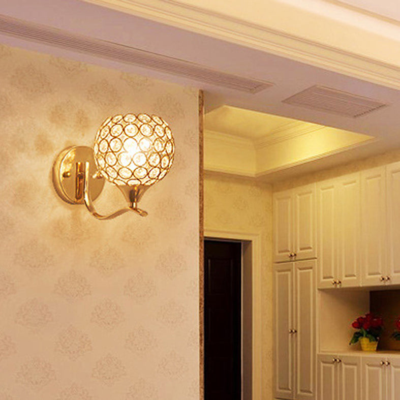 Gouden kristallen kogelwand SCONCE LICHTING Minimalistisch 1-licht muur gemonteerd licht voor woonkamer
