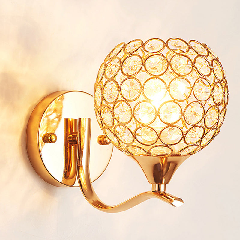 Gouden kristallen kogelwand SCONCE LICHTING Minimalistisch 1-licht muur gemonteerd licht voor woonkamer