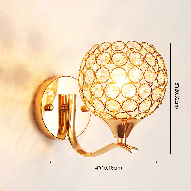 Gouden kristallen kogelwand SCONCE LICHTING Minimalistisch 1-licht muur gemonteerd licht voor woonkamer