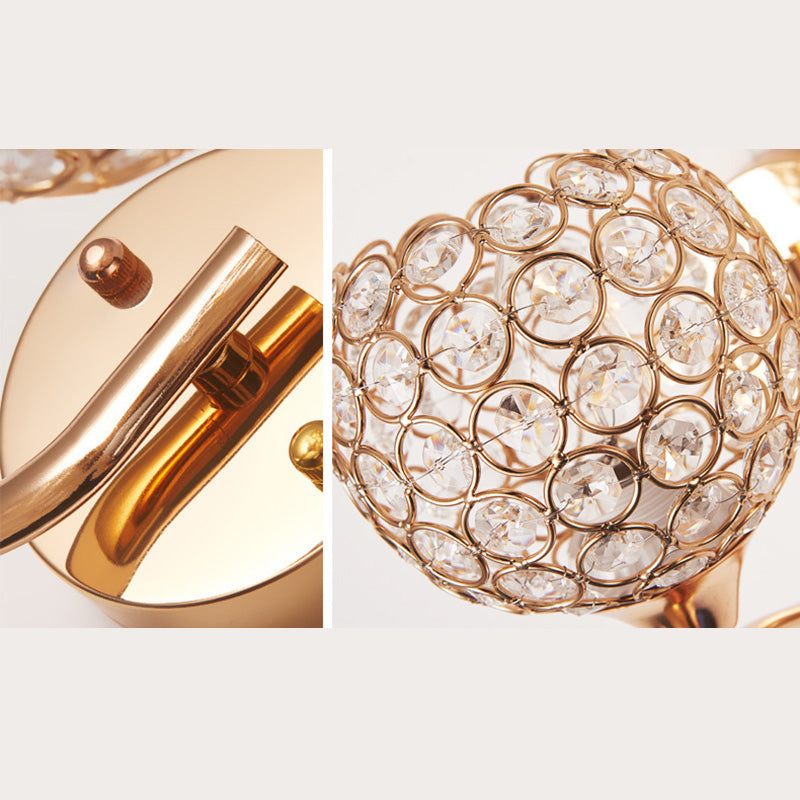 Gouden kristallen kogelwand SCONCE LICHTING Minimalistisch 1-licht muur gemonteerd licht voor woonkamer
