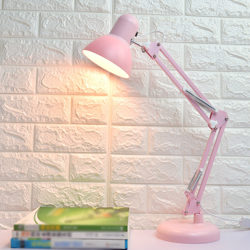 Pink Swing Arm Task Lamp Macaron 1 Kopfmetall Schreibtisch Licht mit Schalenschatten