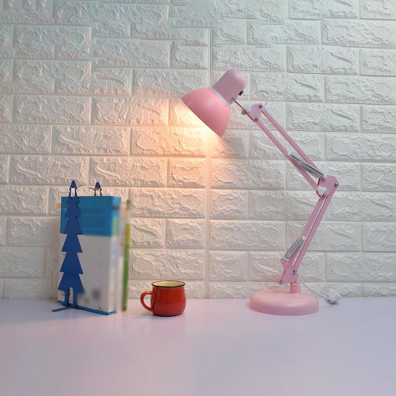 Pink Swing Arm Task Lamp Macaron 1 Kopfmetall Schreibtisch Licht mit Schalenschatten