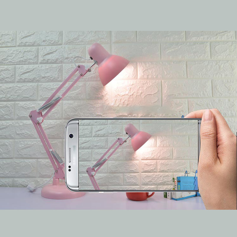 Pink Swing Arm Task Lamp Macaron 1 Kopfmetall Schreibtisch Licht mit Schalenschatten