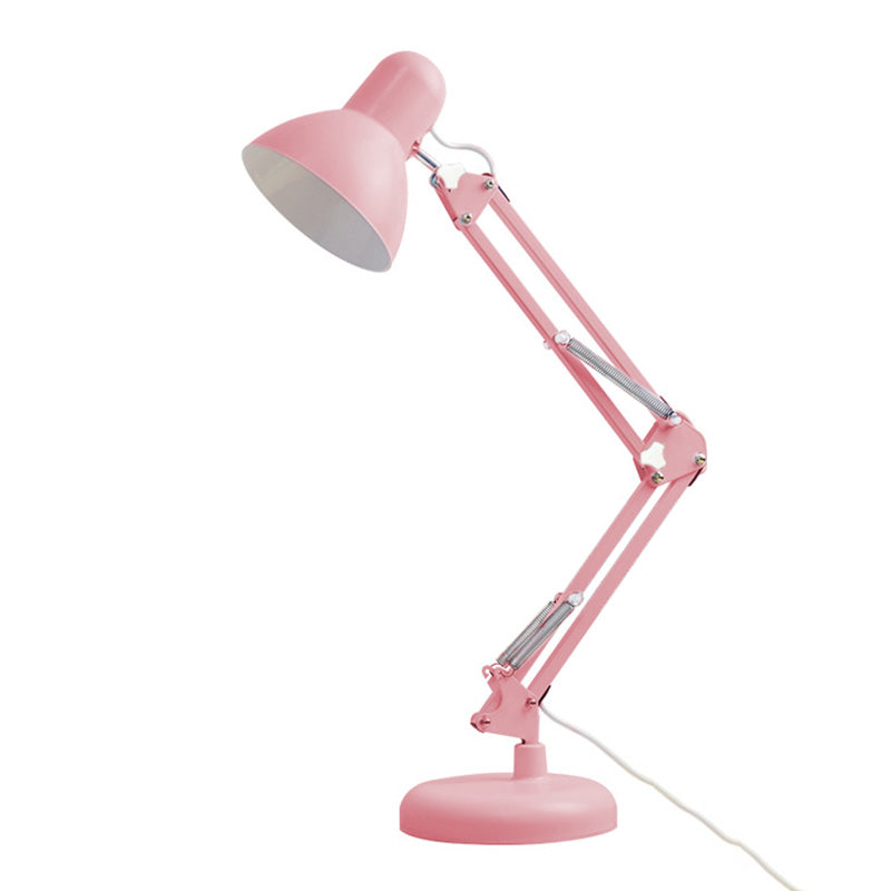 Pink Swing Arm Task Lamp Macaron 1 Kopfmetall Schreibtisch Licht mit Schalenschatten