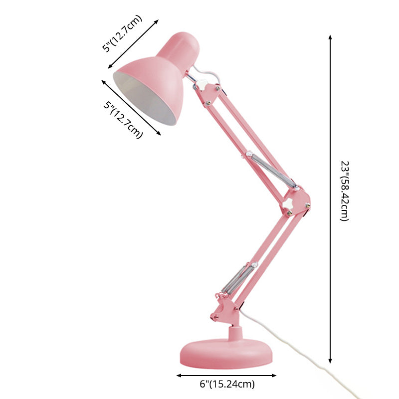 Pink Swing Arm Task Lamp Macaron 1 Kopfmetall Schreibtisch Licht mit Schalenschatten