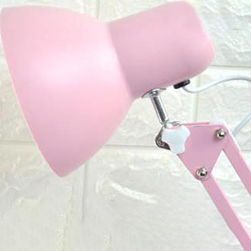 Pink Swing Arm Task Lamp Macaron 1 Kopfmetall Schreibtisch Licht mit Schalenschatten