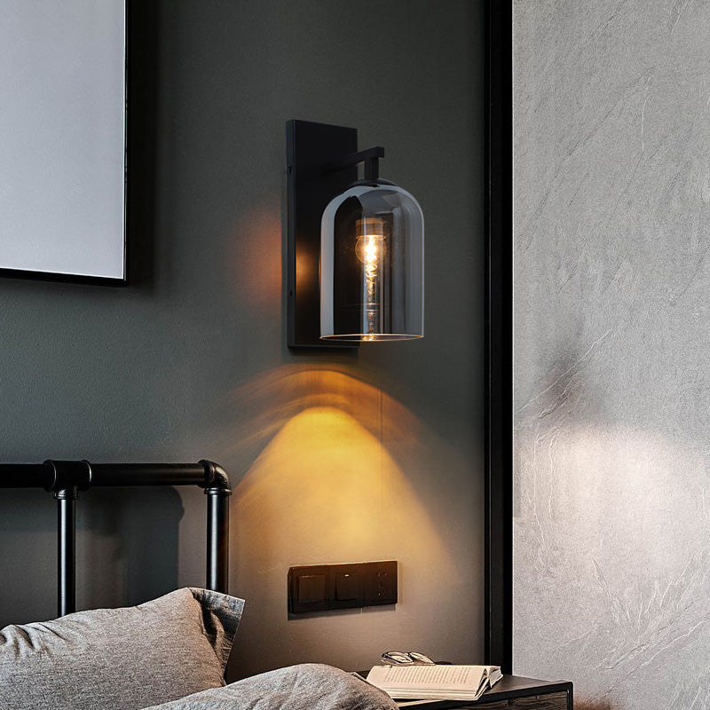 Contemporary Style Shaded Wall Lighting Fixture Glass Bedroom Wall Sconce Lighting