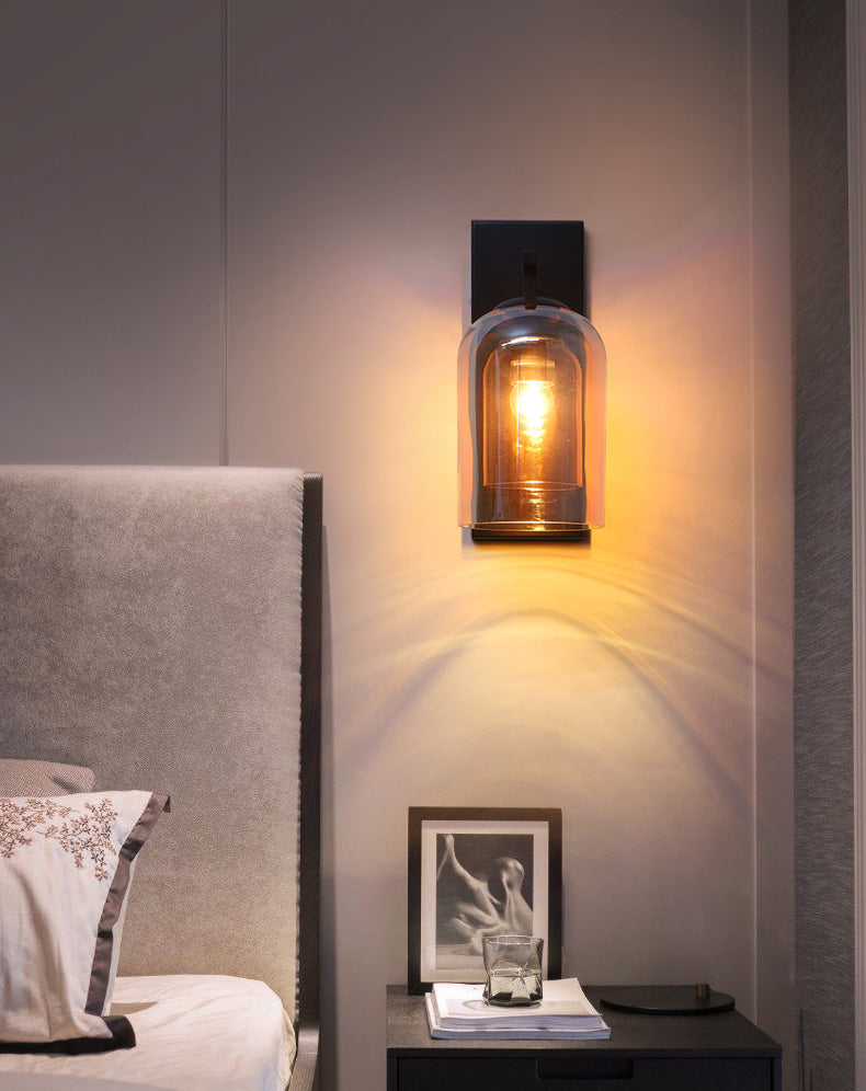 Contemporary Style Shaded Wall Lighting Fixture Glass Bedroom Wall Sconce Lighting