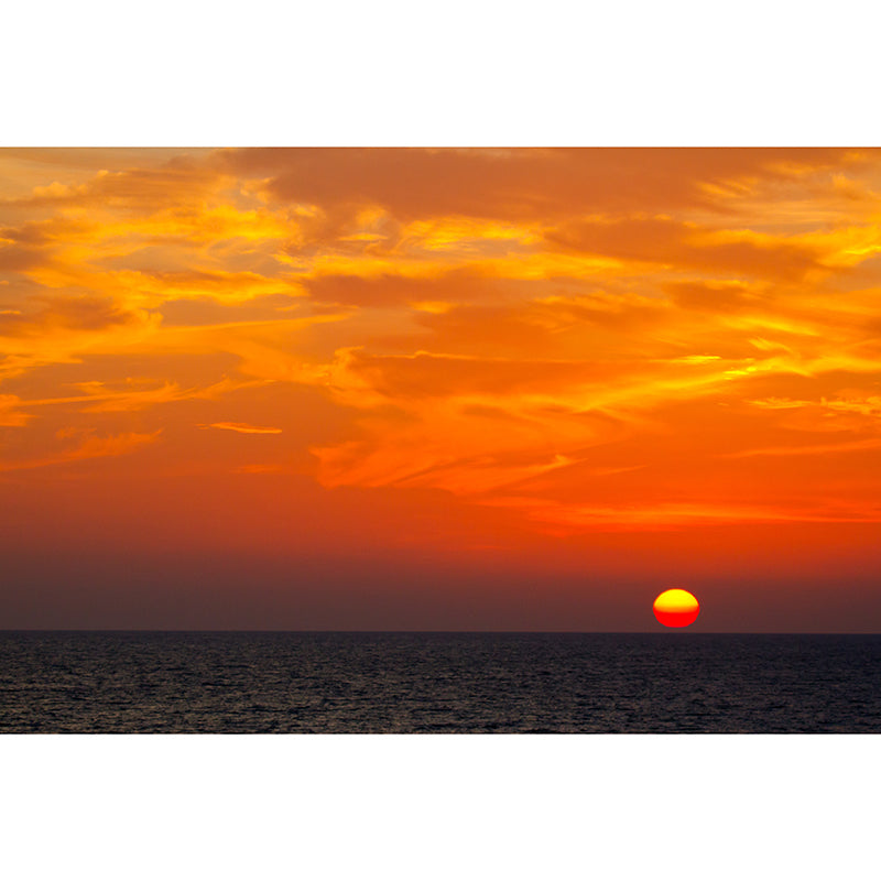 Orange Sunset Mural Modern Wall Covering Stain Resistant, Made to Measure