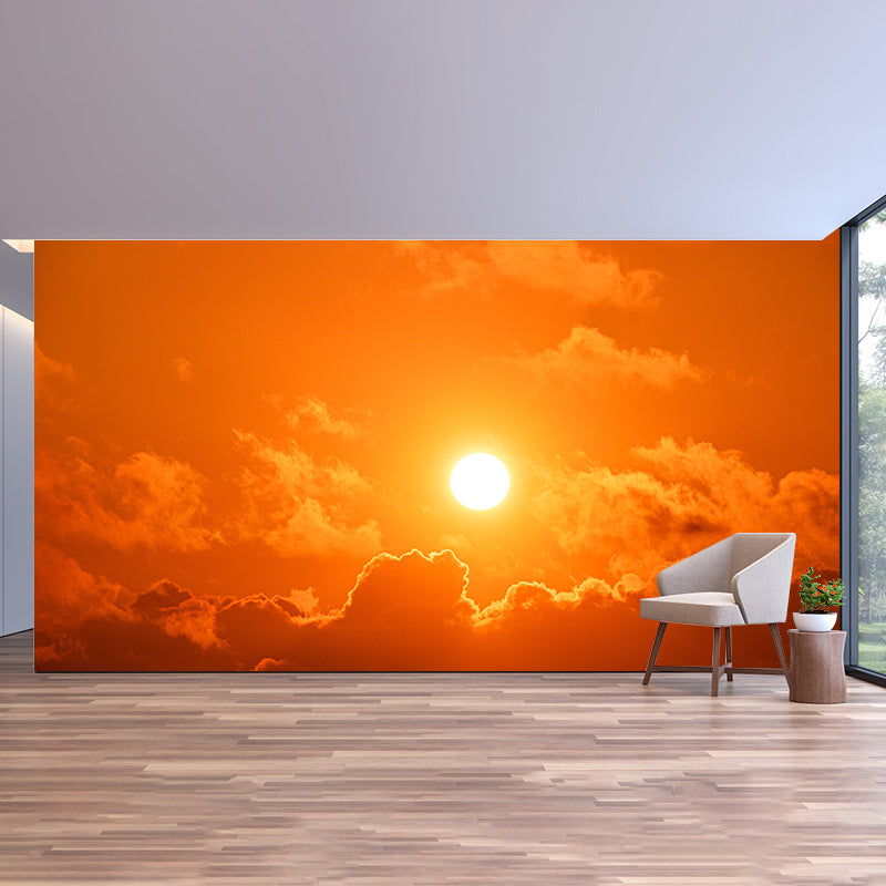Orange Sunset Mural Modern Wall Covering Stain Resistant, Made to Measure