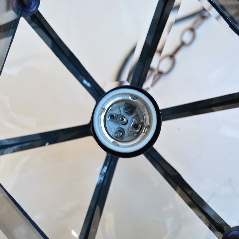 Black/Bronze/Gold Lantern Assicidio Light con tonalità in vetro trasparente 1 lampadina 8 "/9.5"/12 "W illuminazione esterna vintage