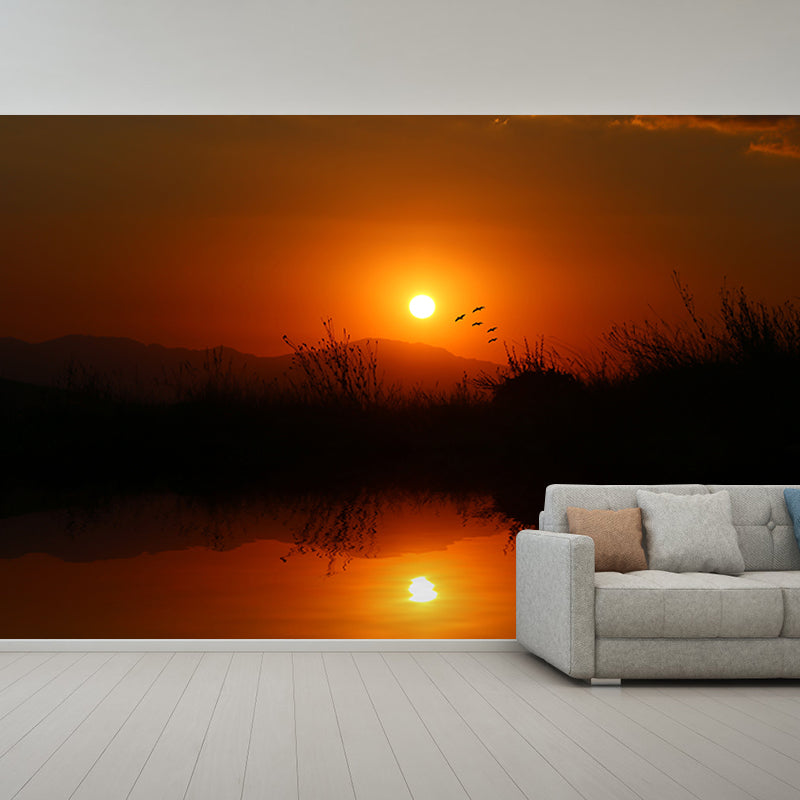Orange Sunset Mural Modern Wall Covering Stain Resistant, Made to Measure
