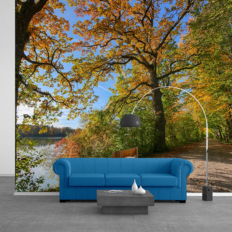 Forest Scenery Wall Mural Simple Moisture Resistant Wall Decor for Living Room