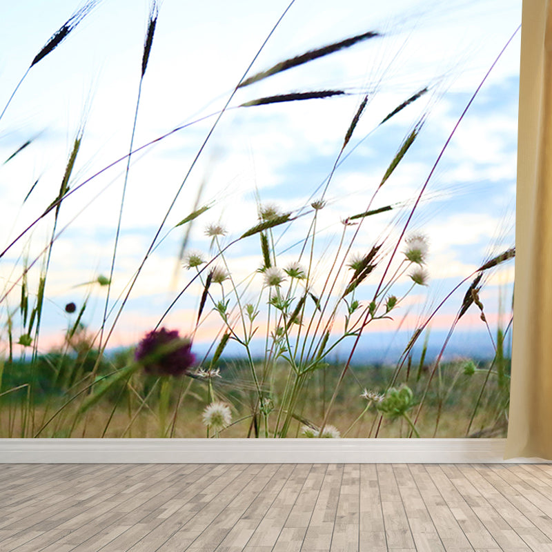Grass Plants Wall Mural Water Resistant Wall Decor for Bedroom, Custom Size Available