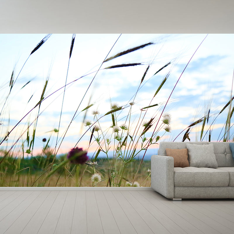 Grass Plants Wall Mural Water Resistant Wall Decor for Bedroom, Custom Size Available