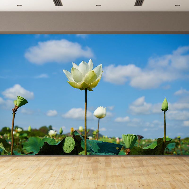 Lotus Flower Murals for Living Room Personalized Wall Decor, Moisture Resistant
