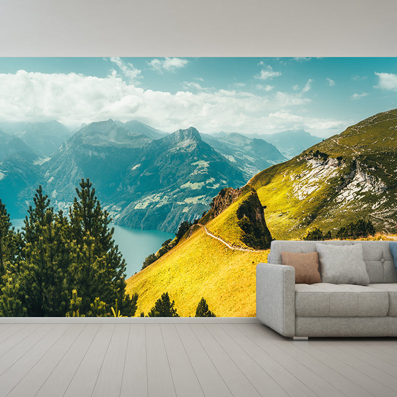 Modern Mountain Landscape Moisture Resistant Wall Covering for Sitting Room