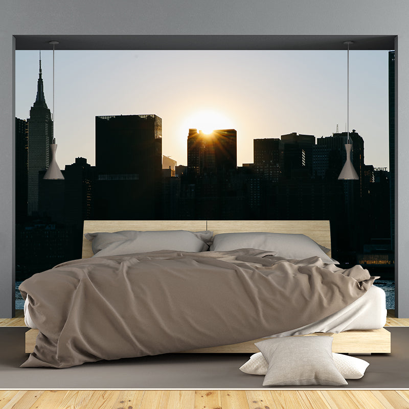 Whole City View Mural Wallpaper Water Resistant Wall Decor for Office Room