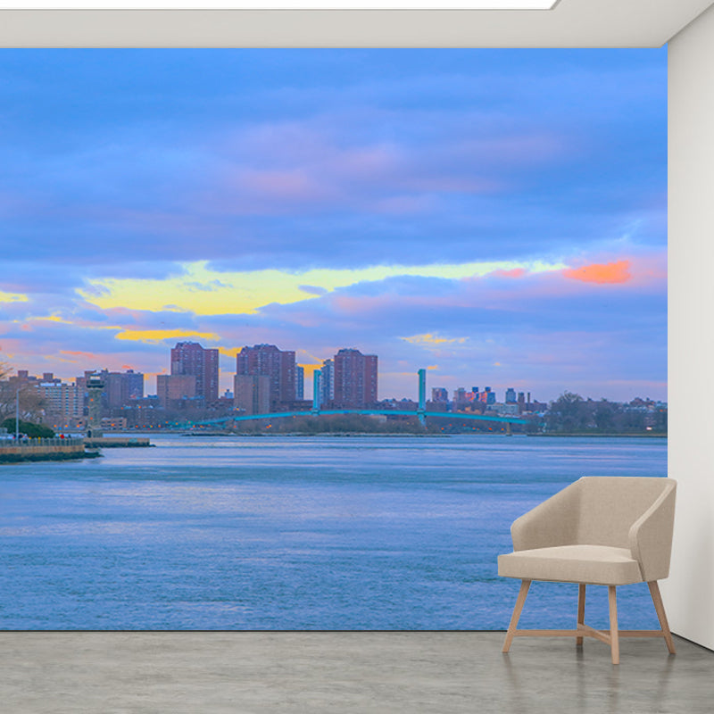 Whole City View Mural Wallpaper Water Resistant Wall Decor for Office Room