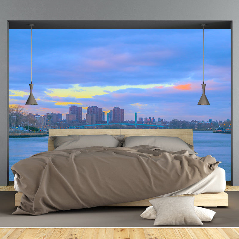 Whole City View Mural Wallpaper Water Resistant Wall Decor for Office Room