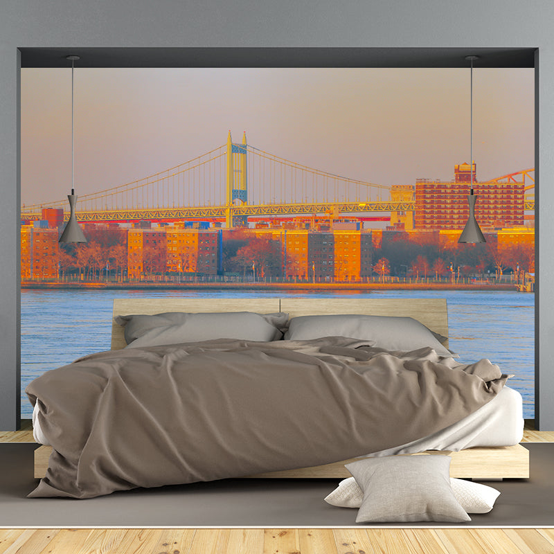 Whole City View Mural Wallpaper Water Resistant Wall Decor for Office Room