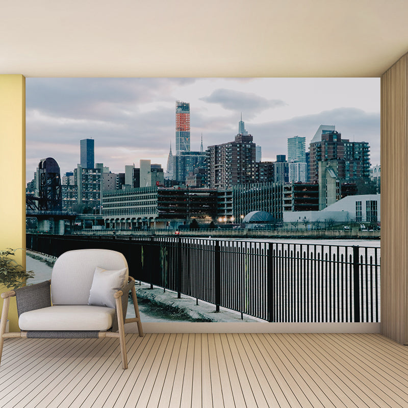 City Scenery Mural Stain Resistant Contemporary Wall Decor Living Room