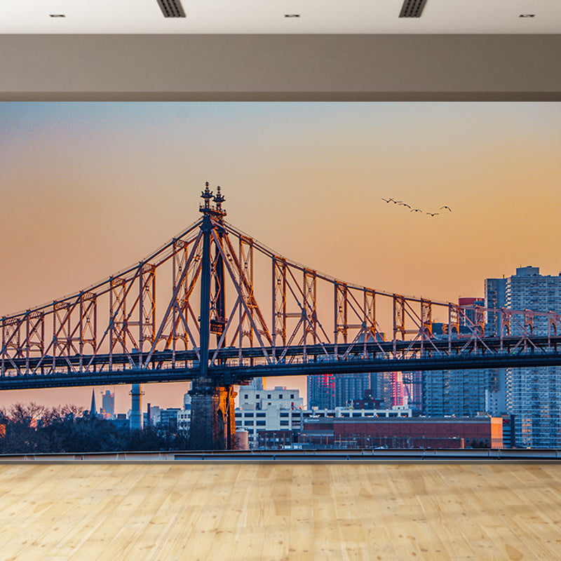 Developed City Wall Mural Decal for Meeting Room Stain Resistant, Personalized Size