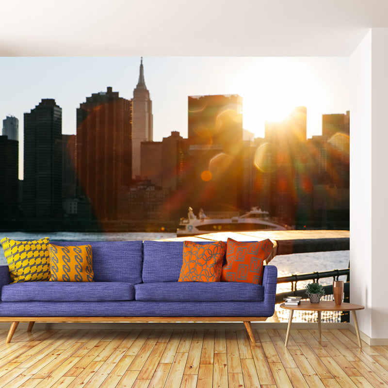 Developed City Wall Mural Decal for Meeting Room Stain Resistant, Personalized Size