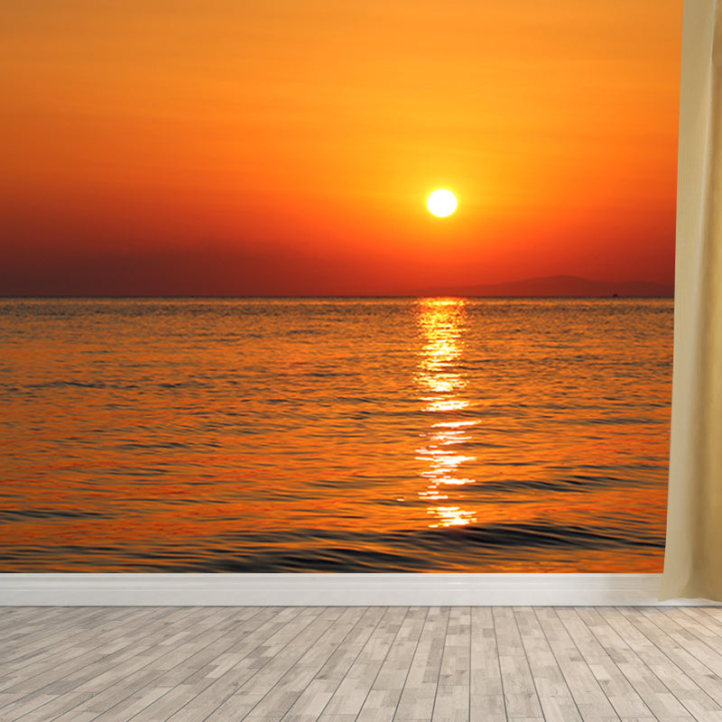Sunrise And Sunset Wall Mural in Orange Living Room Wall Decor, Moisture Resistant