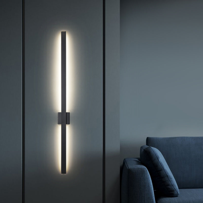 Lineare Schattenwandbeleuchtung moderner einfacher Stil 1 Licht Leuchten Licht in Schwarz und Gold