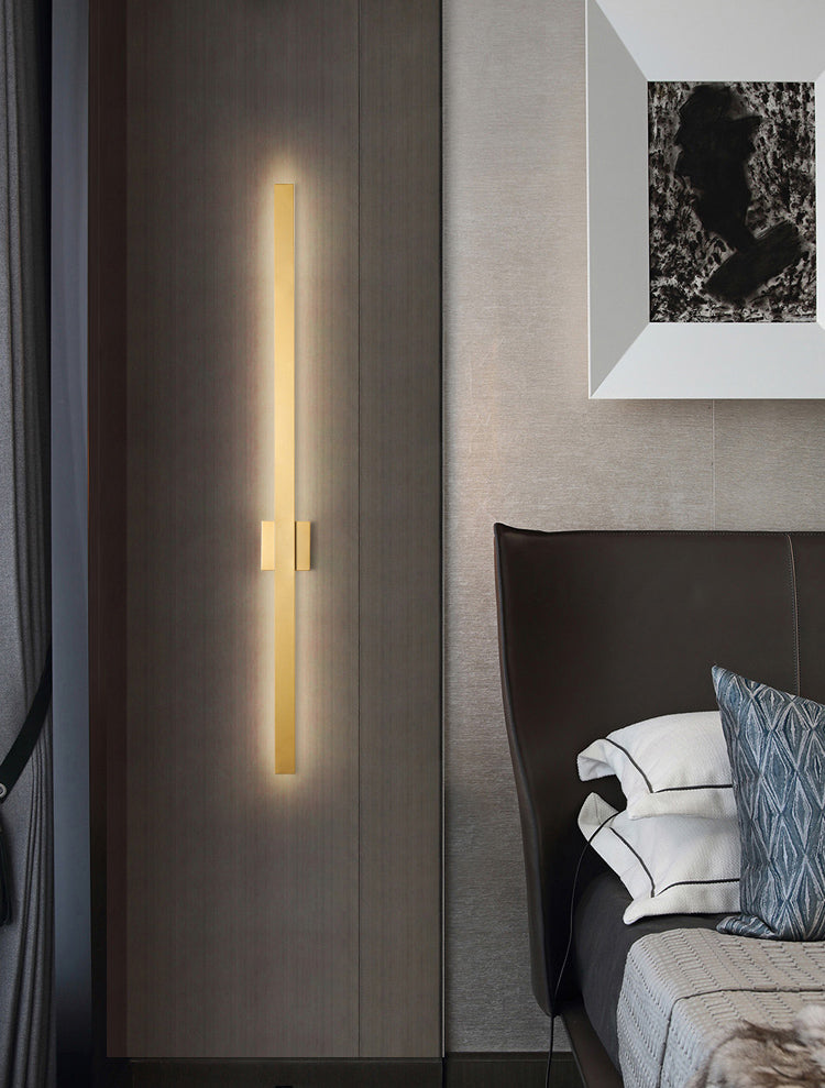 Linear Shade Wall Lighting Modern Simple Style  1 Light Sconce Light in Black and Gold