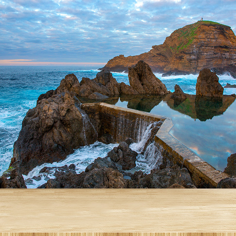 Atlantic Mural Nature Scenery Wall Covering in Light Color for Bathroom